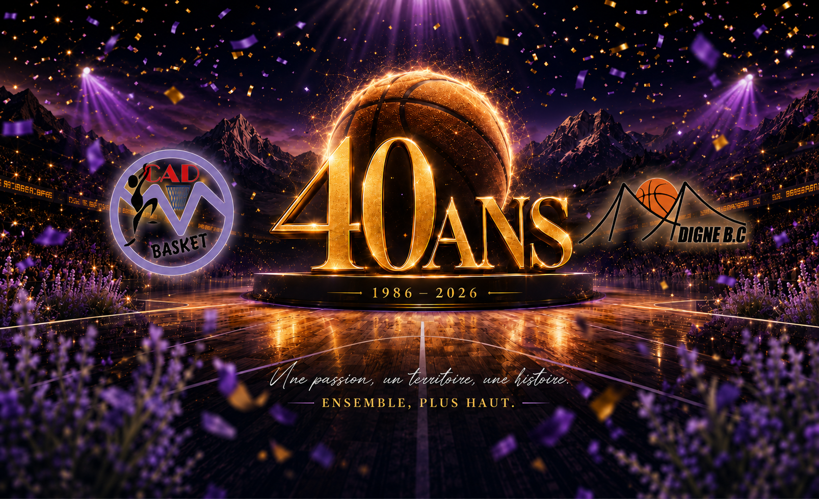 Les logos historique et actuel du Digne Basket Club réunis pour ses 40 ans